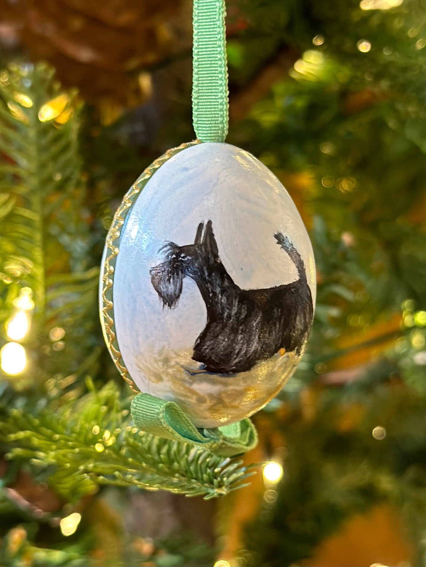 Hand Painted Dog Breeds Blown Egg Ornament