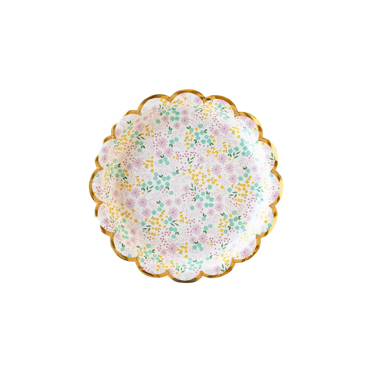 7" Ditsy Floral Round Scallop Paper Plates