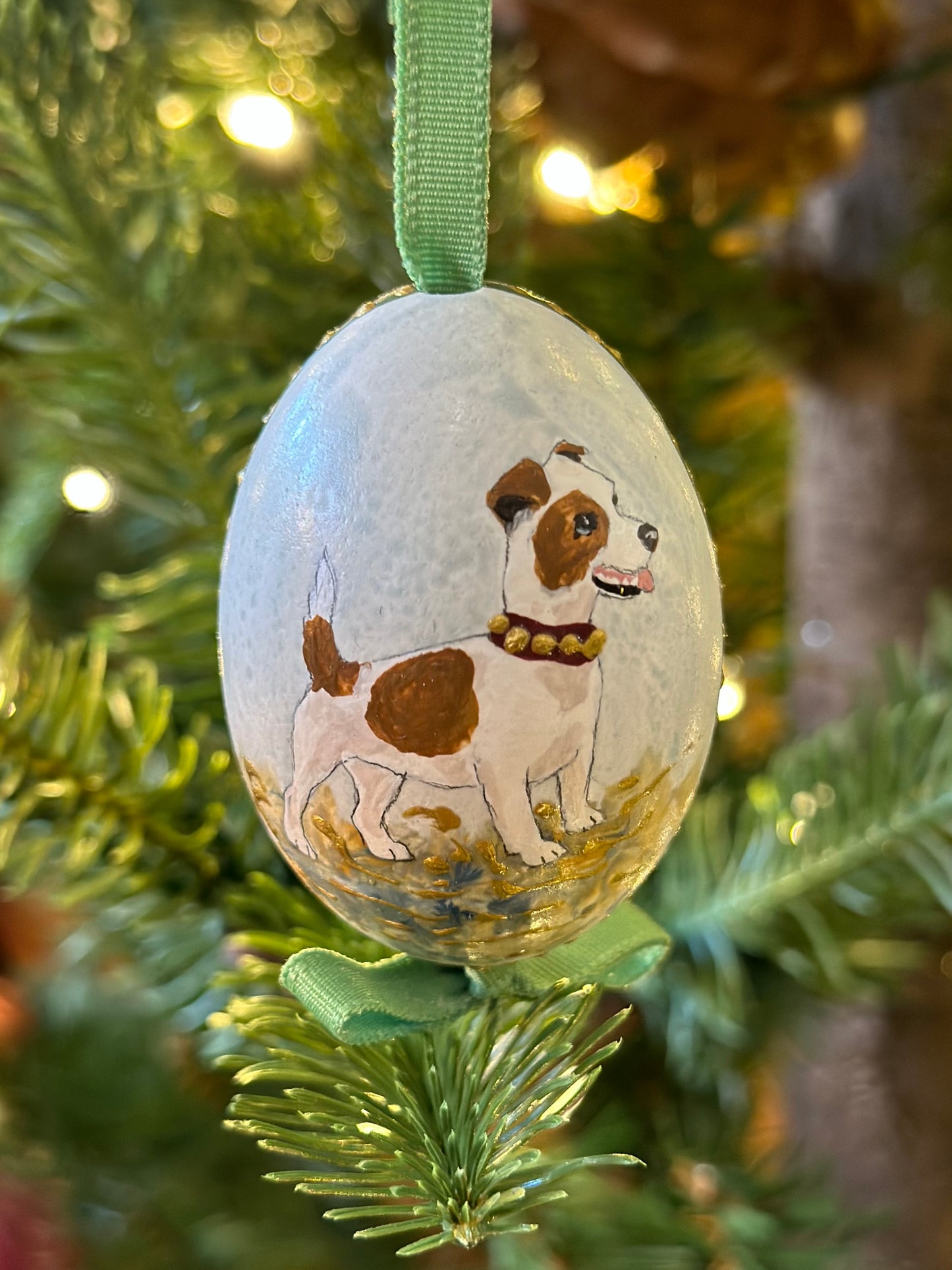 Hand Painted Dog Breeds Blown Egg Ornament