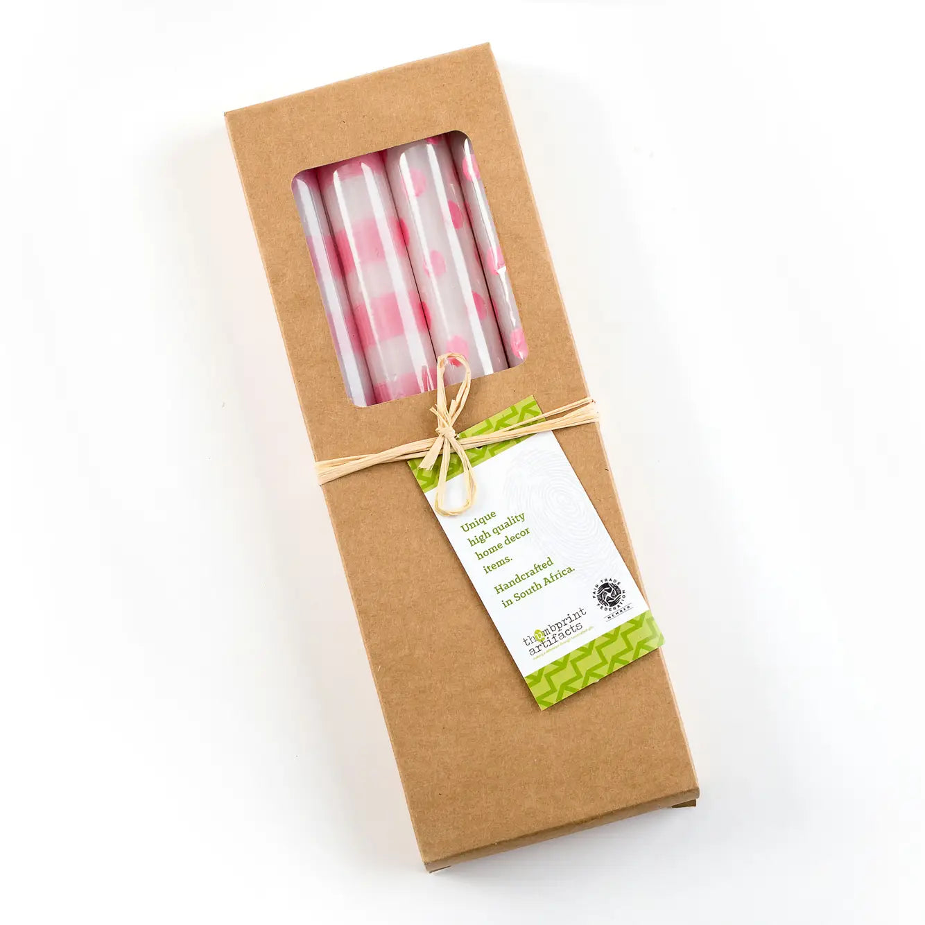 Pink Dots and Stripes Tapers- Gift Box of 4