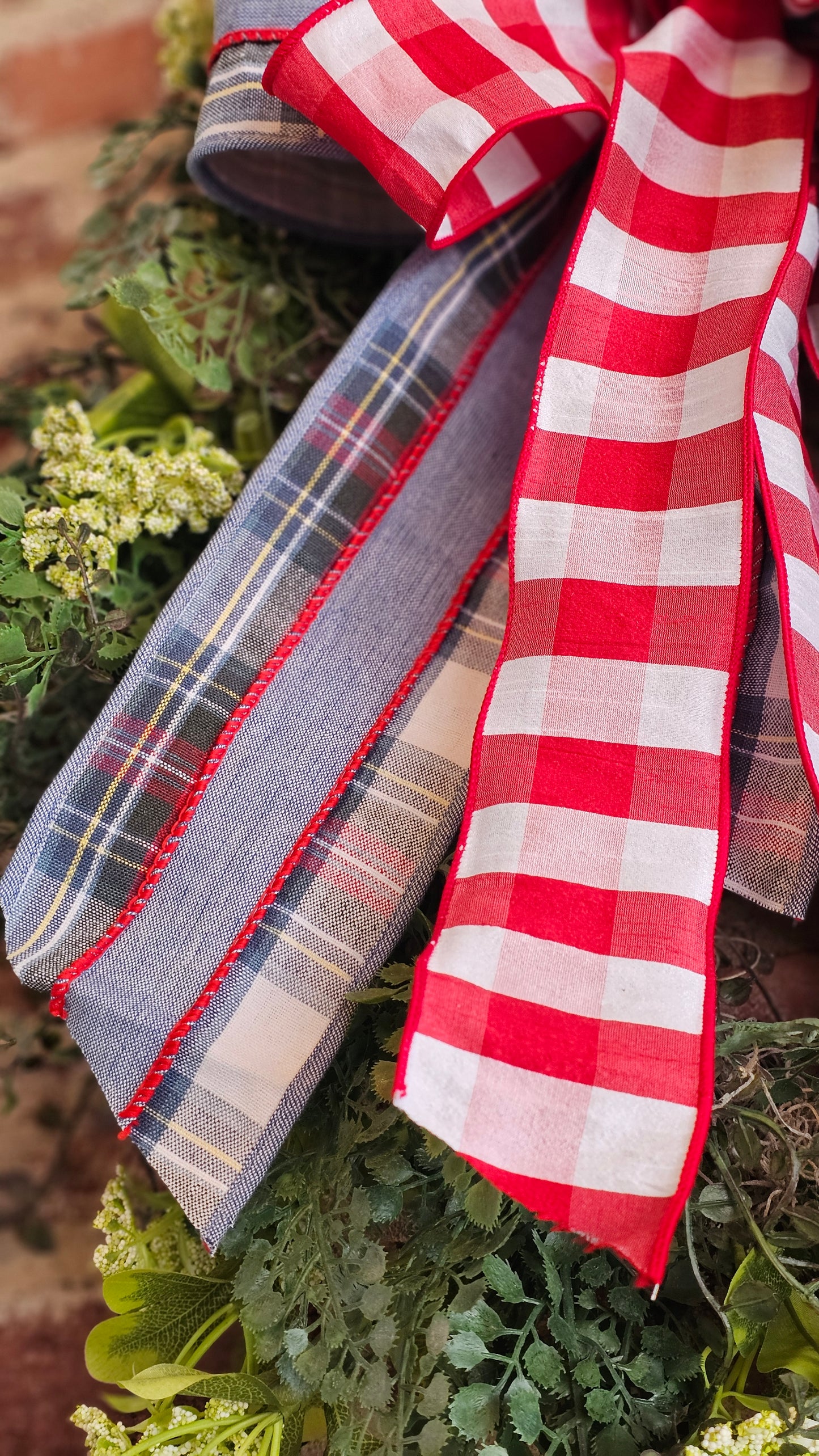 Mixed Green Wreath with Plaid and Checks