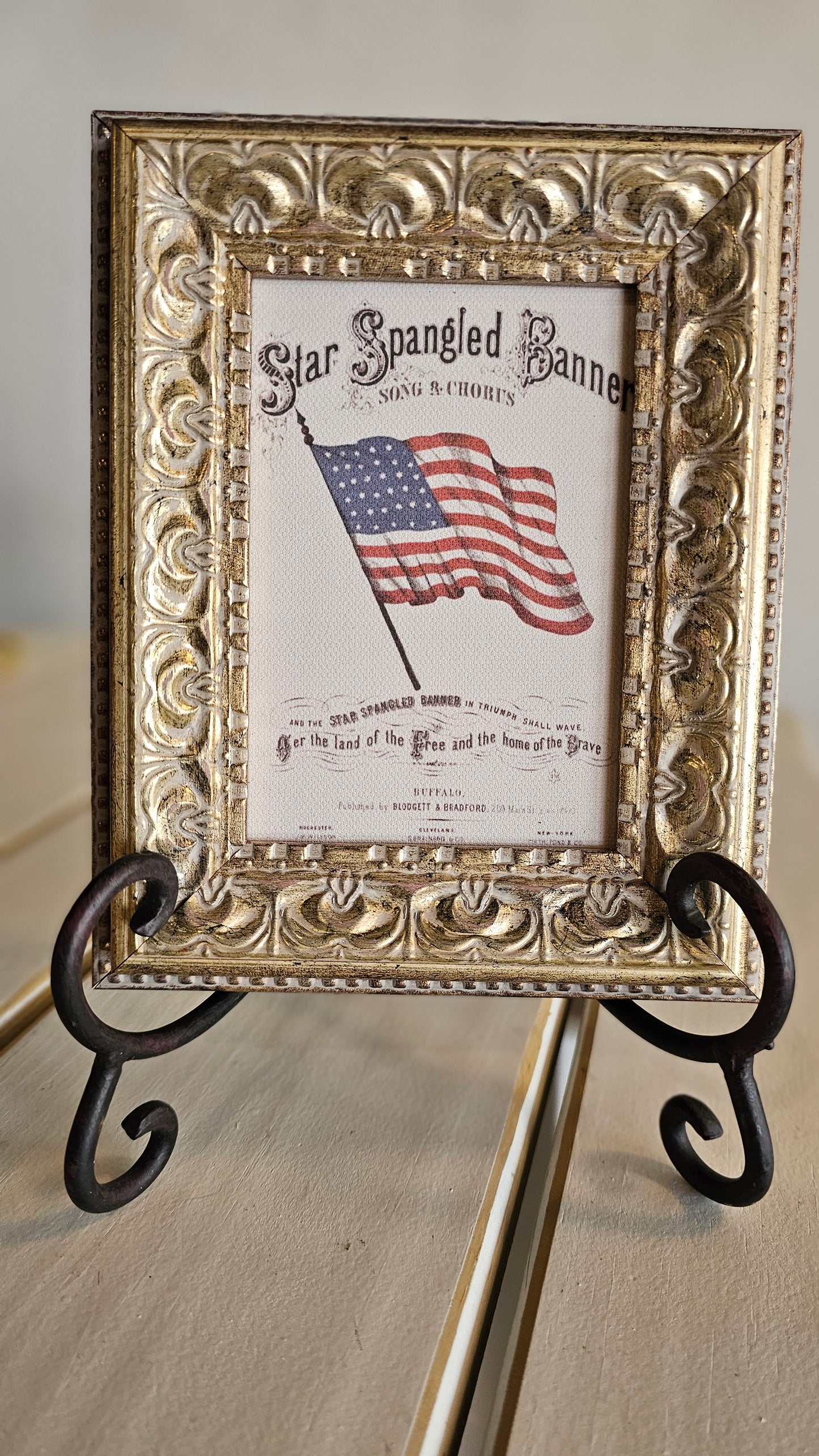 Star Spangled Banner in Gold Gilded Frame