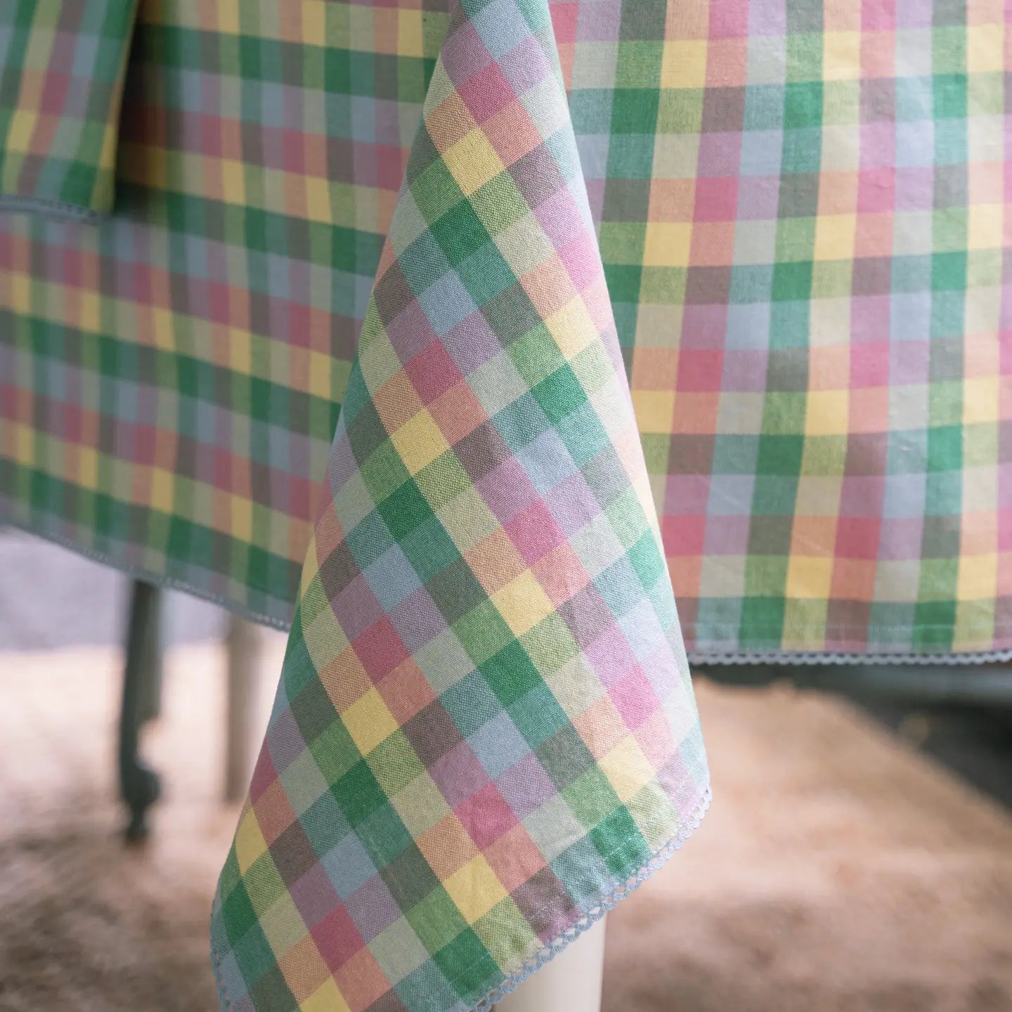 Spring Garden Plaid Tablecloth