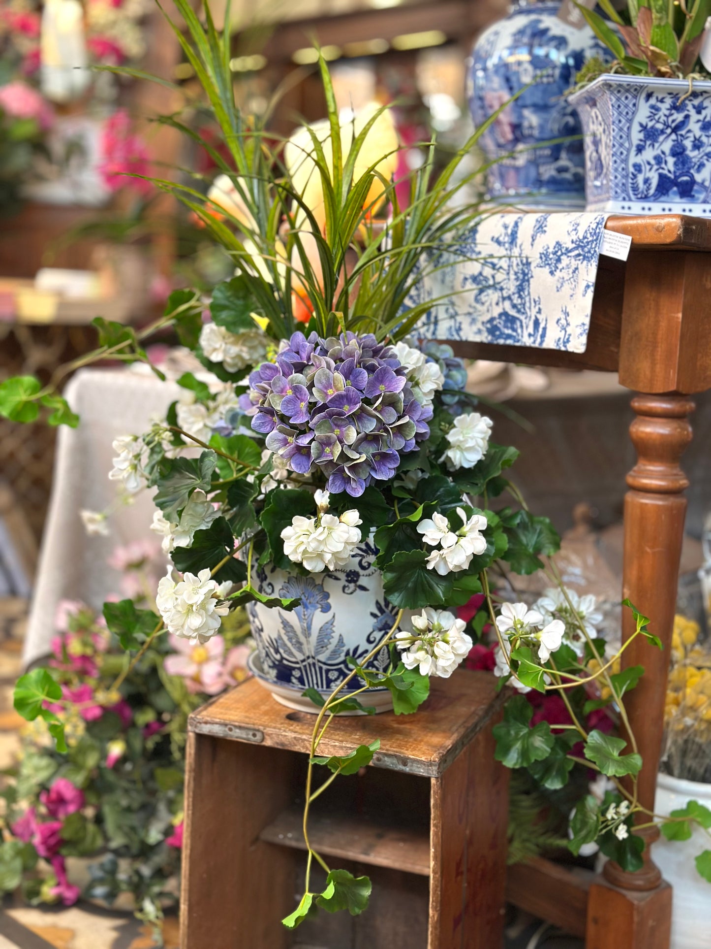 Trailing White Geranium Arrangement