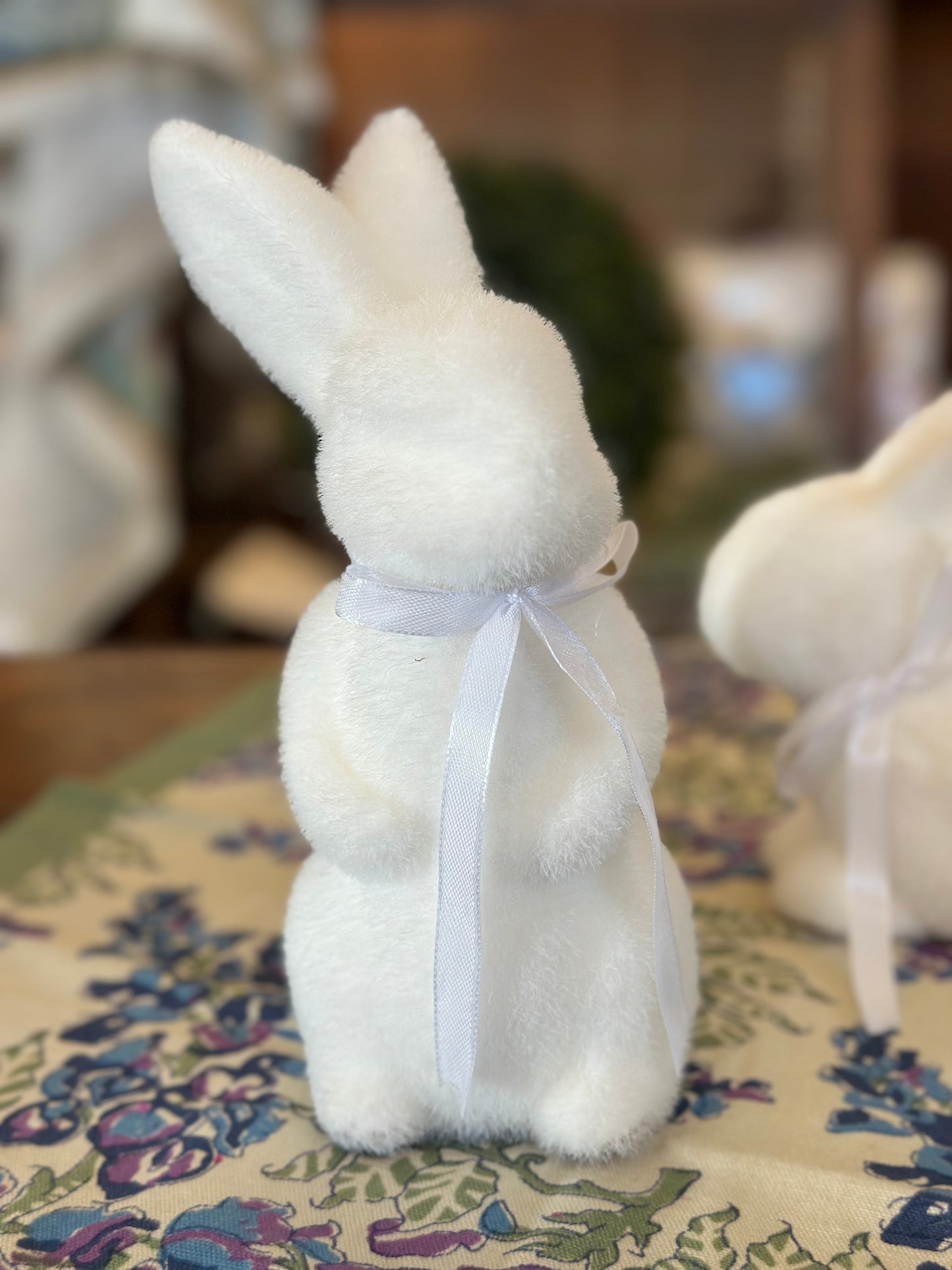 Medium Cream Flocked Easter Bunny