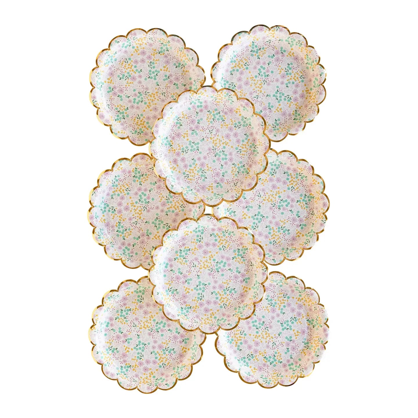 7" Ditsy Floral Round Scallop Paper Plates