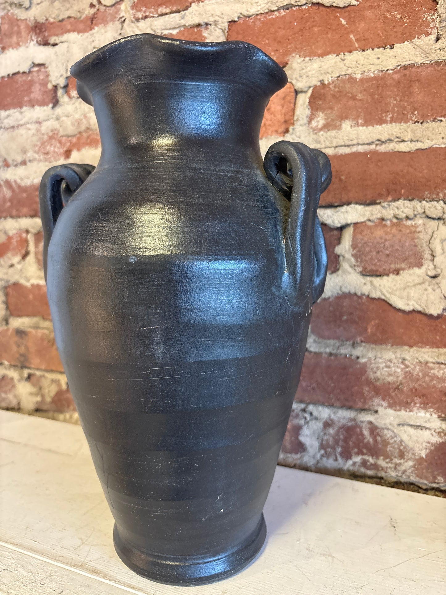 Black distressed Urn