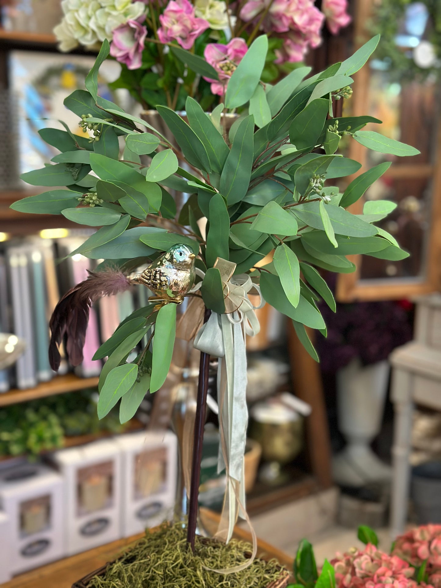 Eucalyptus Topiary Tree w/ Bird