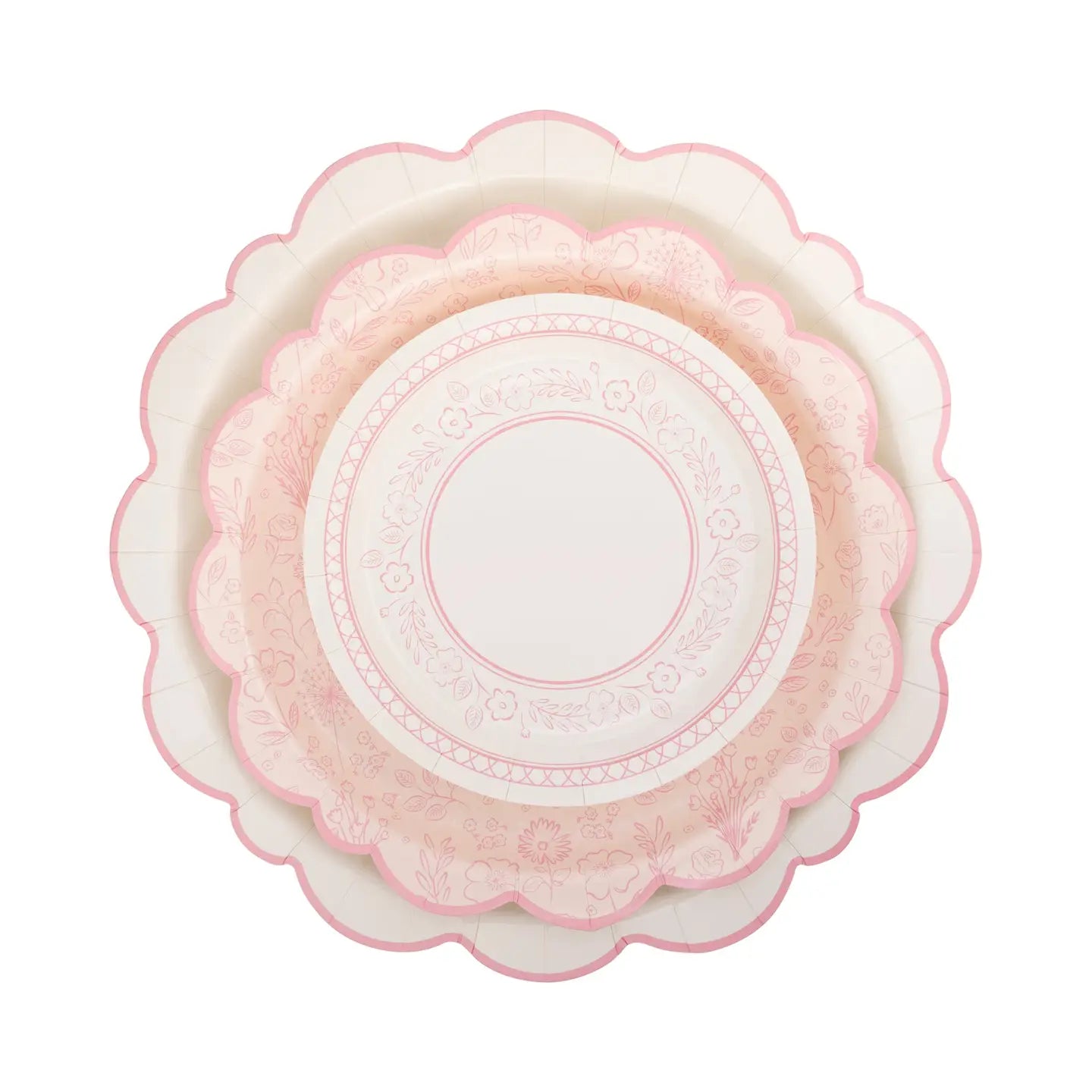 12" Pembroke Pink Edge Scallop Plate