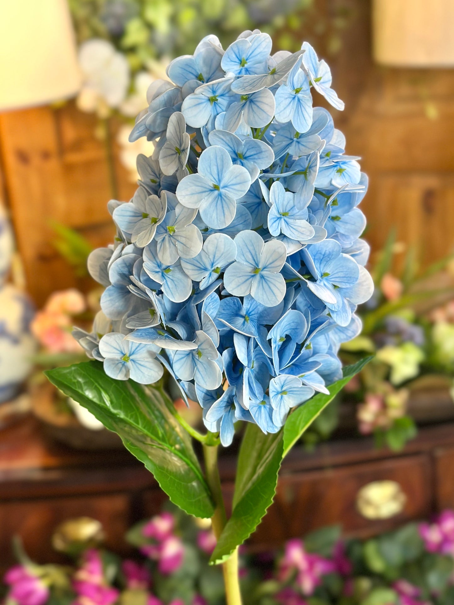 29" Soft Touch Garden Cone Hydrangea Stem - Blue