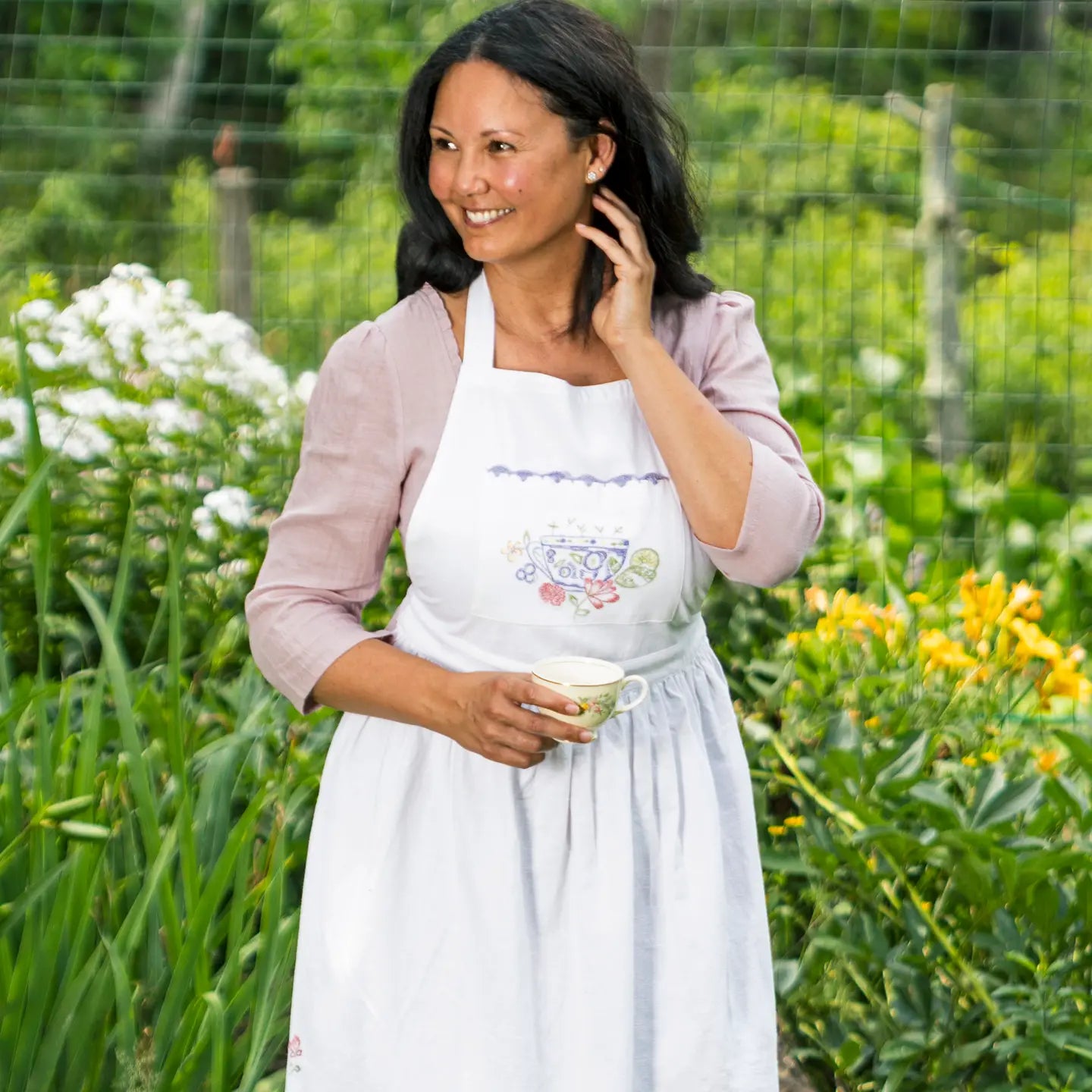 Tea Time Embroidery Apron