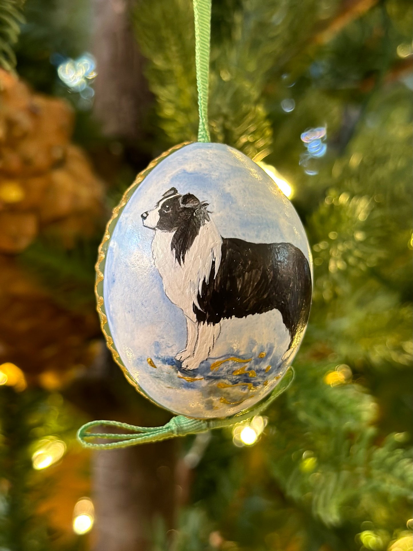 Hand Painted Dog Breeds Blown Egg Ornament