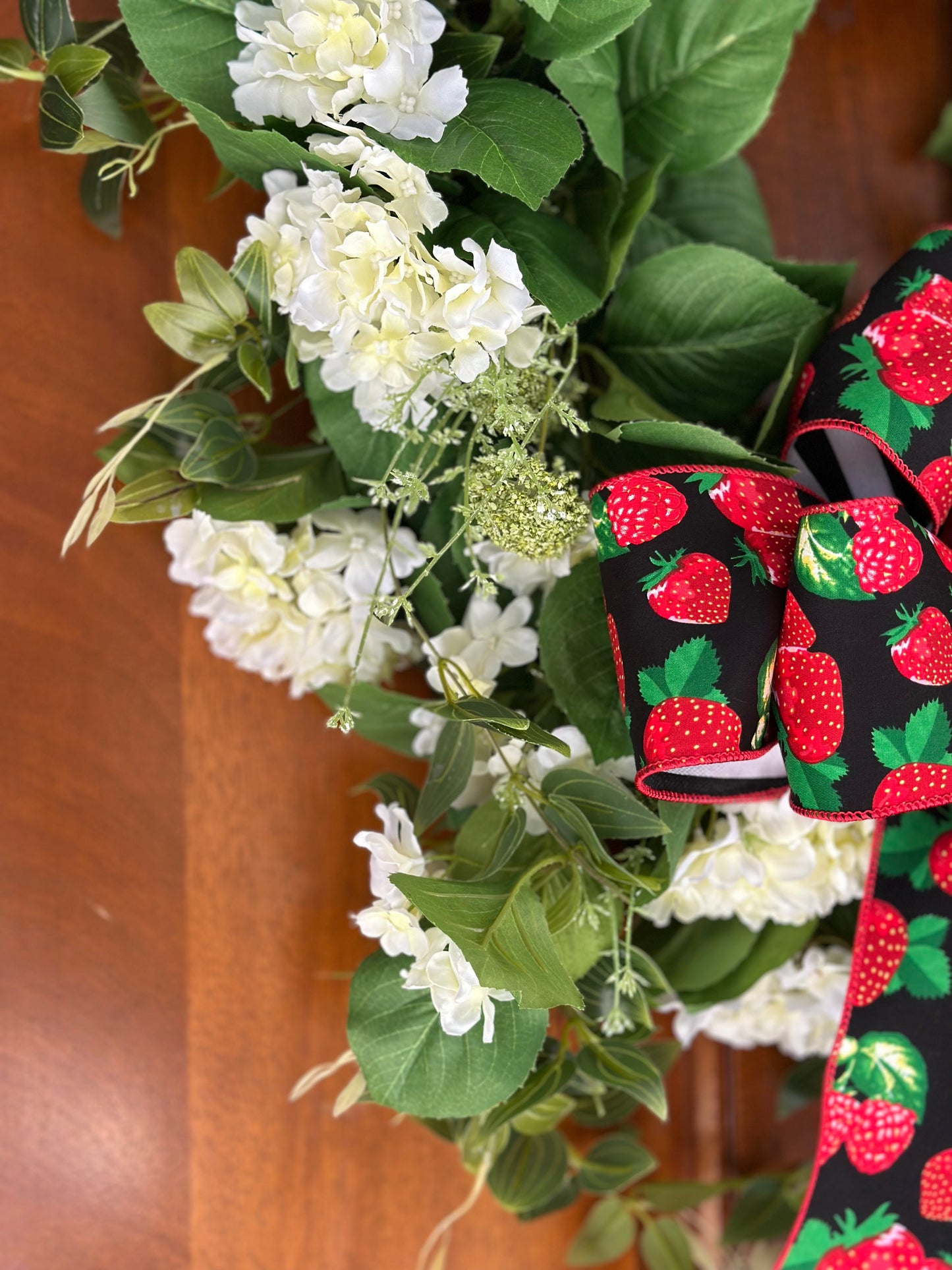 Green Puff with White Geraniums Wreath