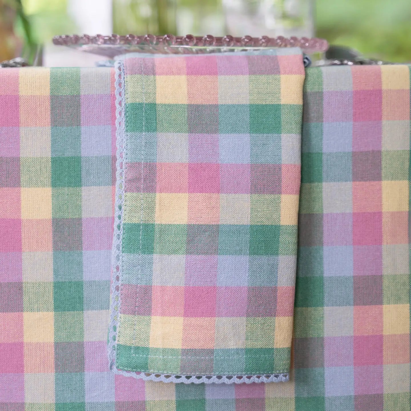 Spring Garden Plaid Napkins- Set of 4