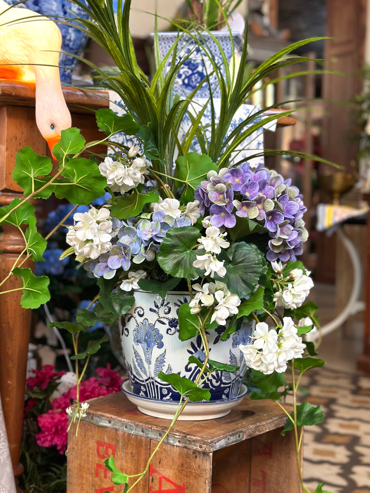 Trailing White Geranium Arrangement