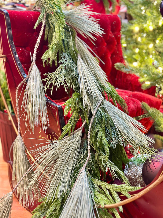 50" FROSTED LONG NEEDLE PINE DROP