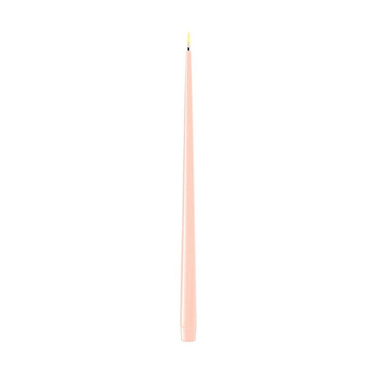 15" Light Pink LED Shiny Taper Candle, Set of 2