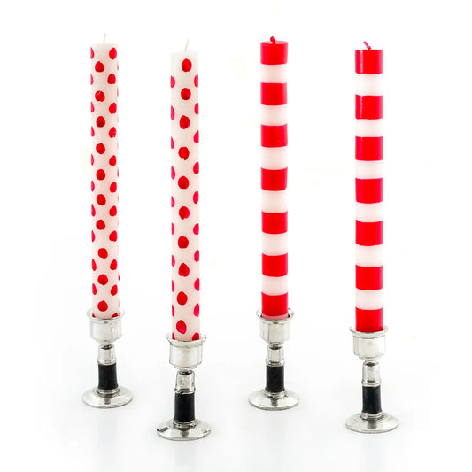 Red Dots & Stripes Tapers- Gift Box of 4