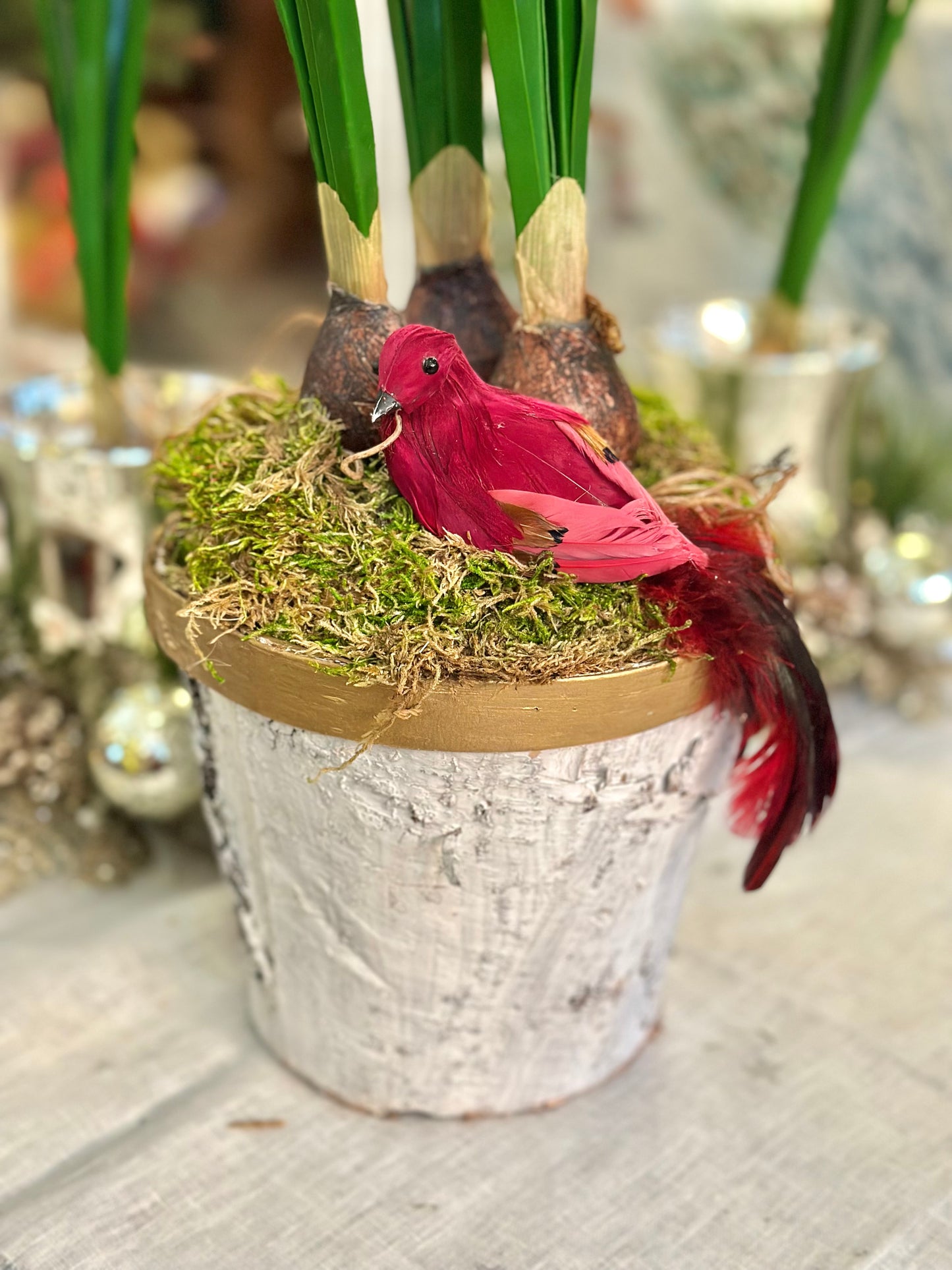 Paperwhites in Birchbark Container