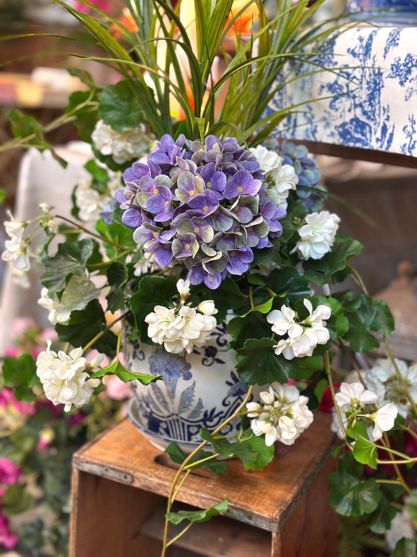 Trailing White Geranium Arrangement