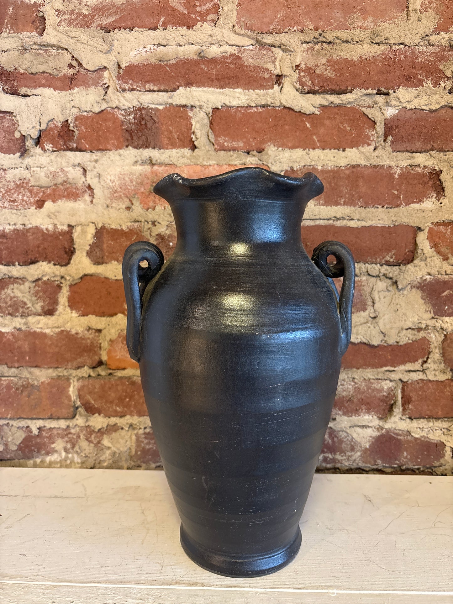 Black distressed Urn