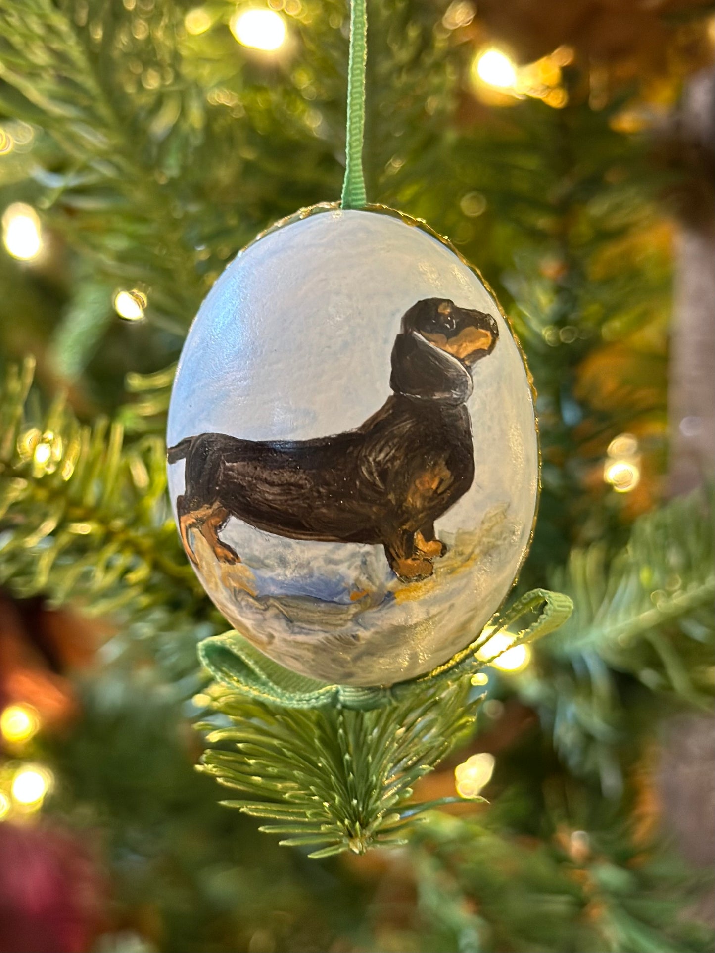 Hand Painted Dog Breeds Blown Egg Ornament