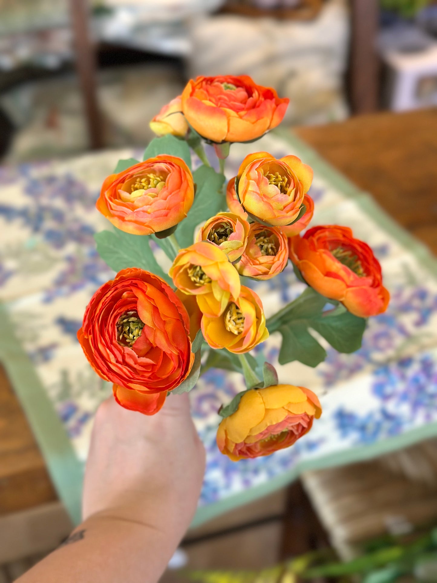 21" Branched Ranunculus - Orange