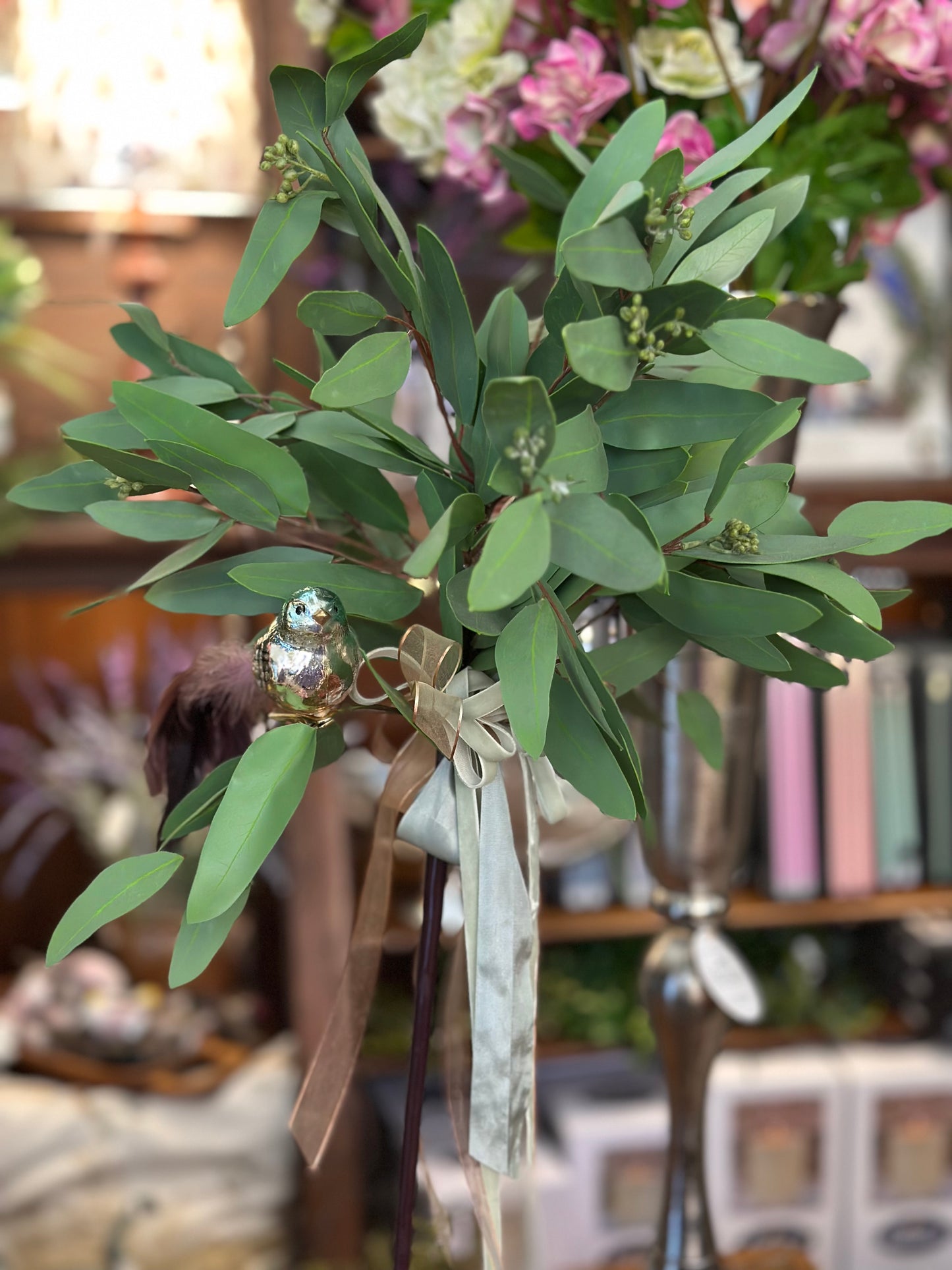 Eucalyptus Topiary Tree w/ Bird