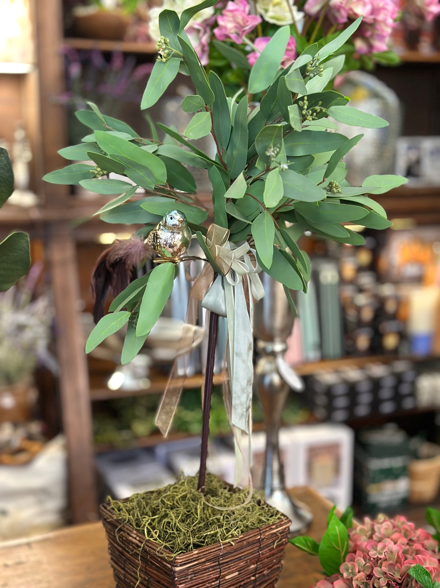 Eucalyptus Topiary Tree w/ Bird