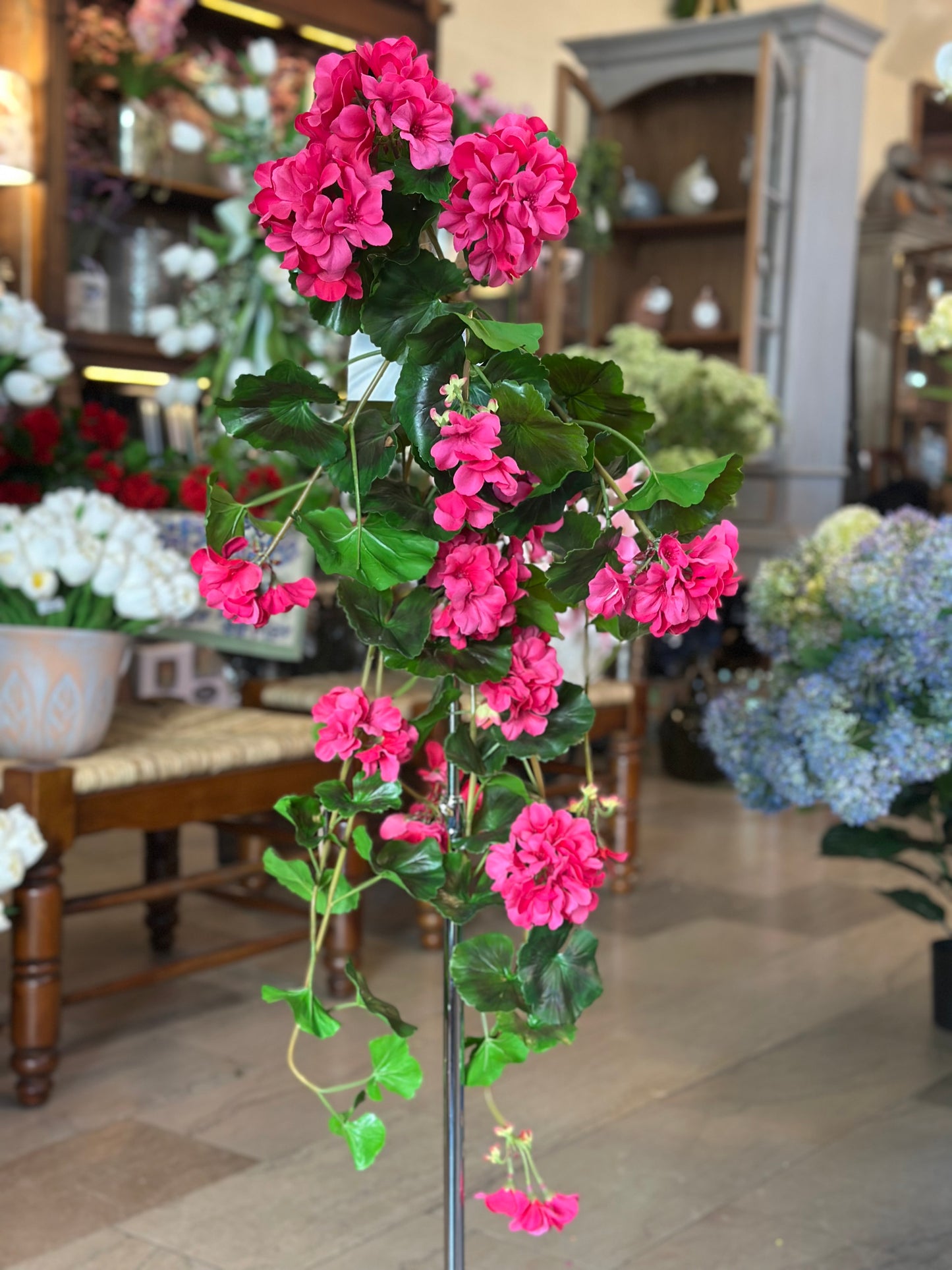 36" UV-Rated Natural Touch Summer Hanging Geranium Plant