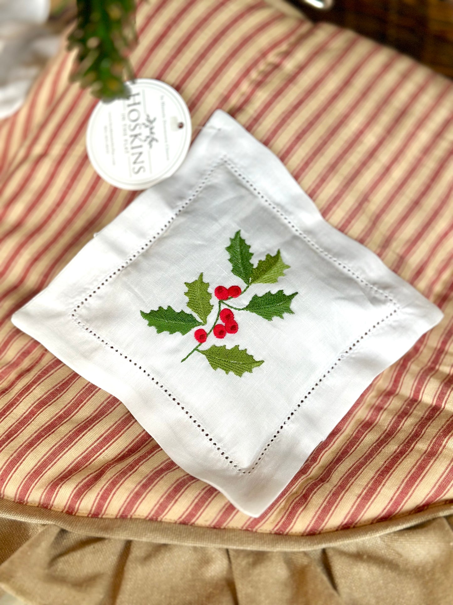 Lavender Holly Embroidered Pouch