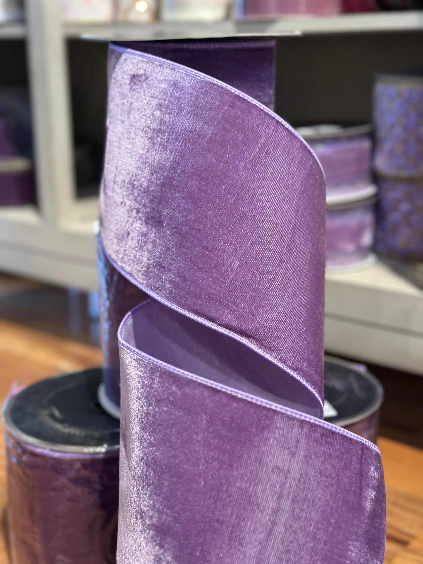 6”x10yards purple velvet ribbon