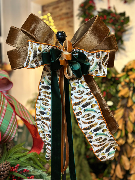 Emerald Feathers Bow