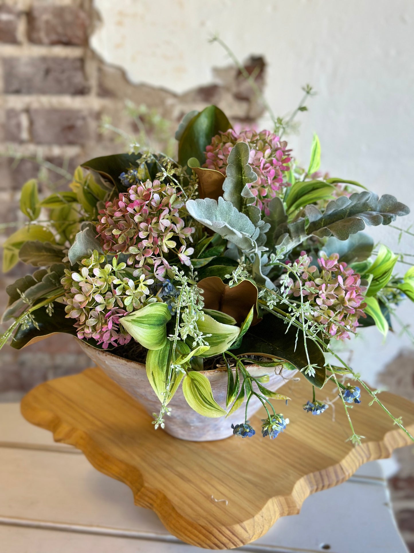 Garden Hydrangea with Magnolia Arrangement