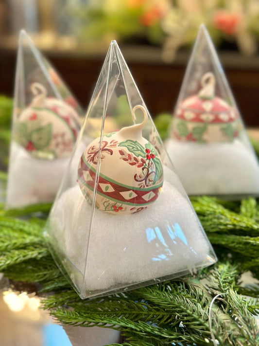 Hand Painted Holly Glass Ornament