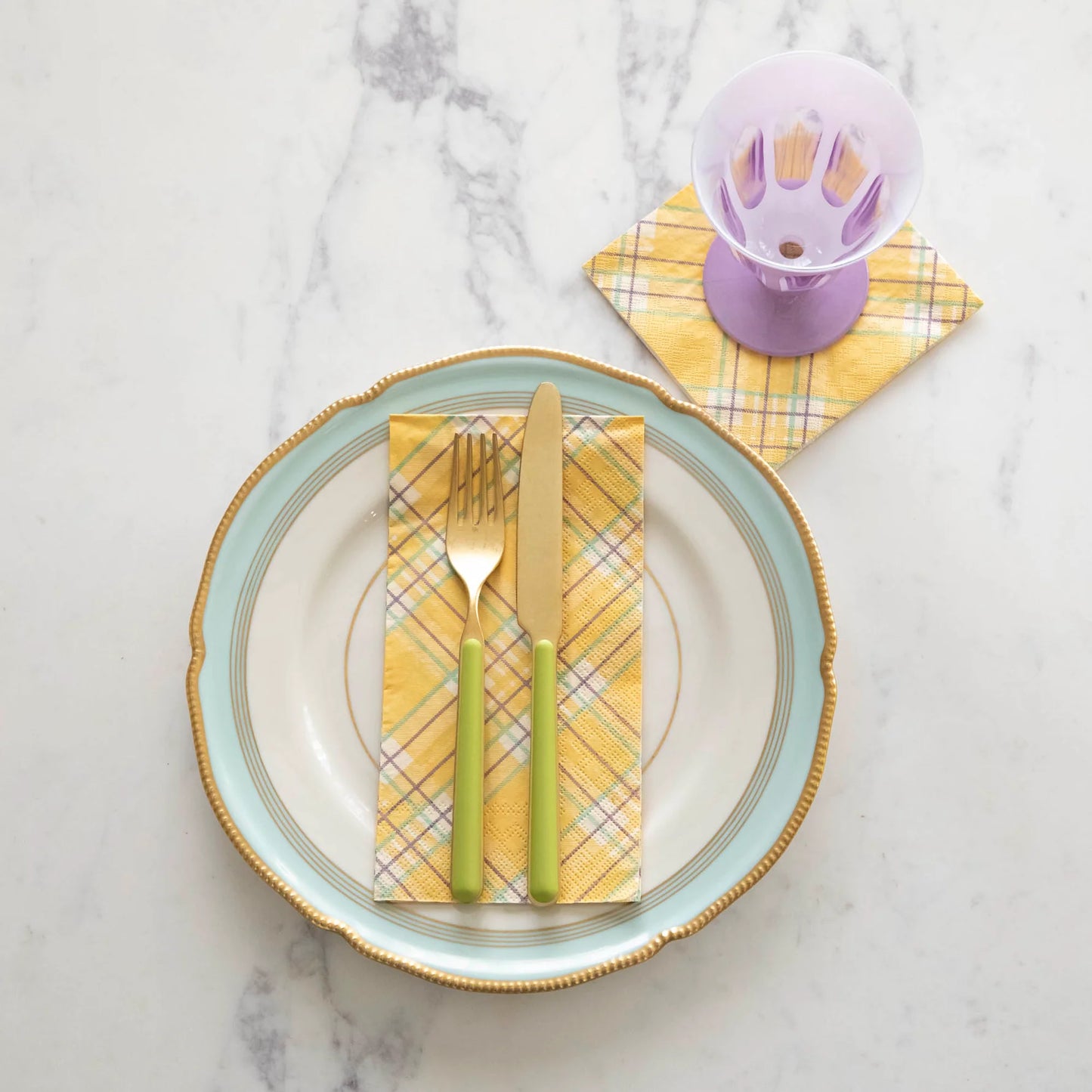 Yellow Plaid Guest Napkins