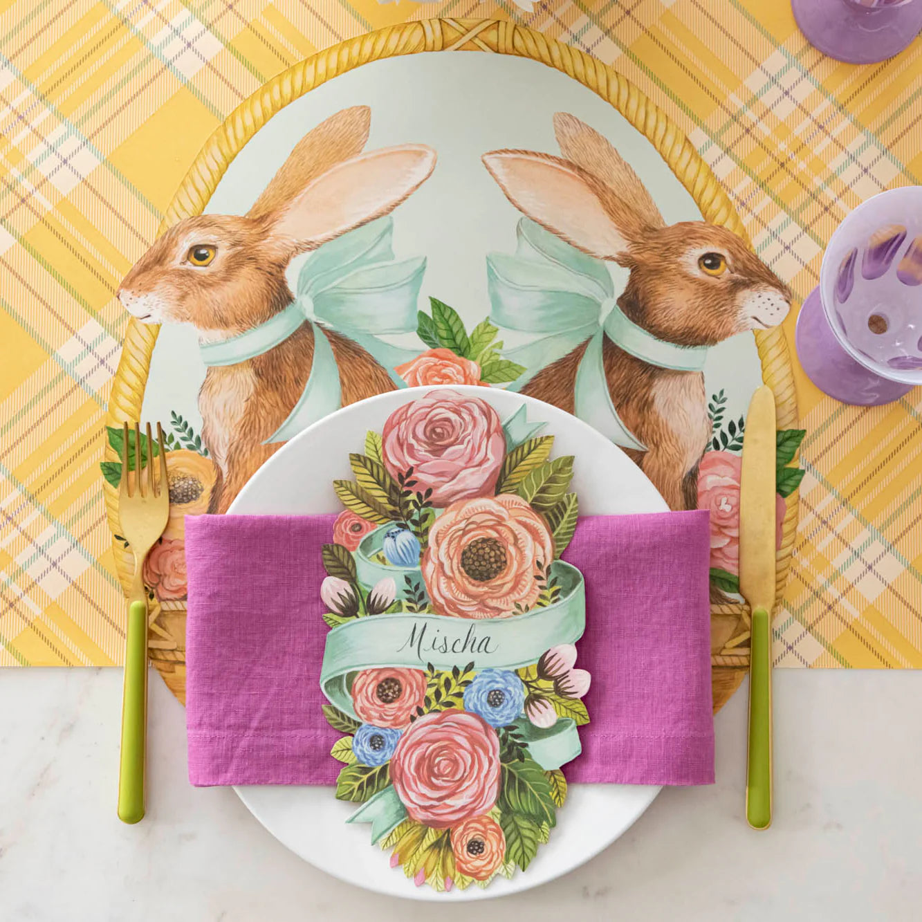 Die-cut Bunny Basket Placemat