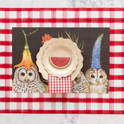 Red Painted Check Guest Napkins