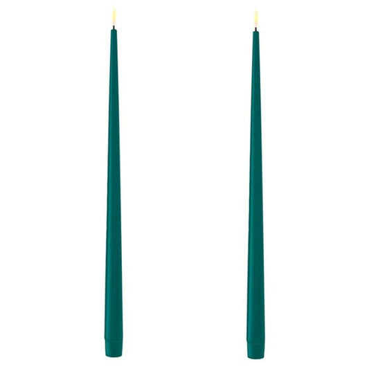 JADE GREEN LED SHINY TAPERS 15"