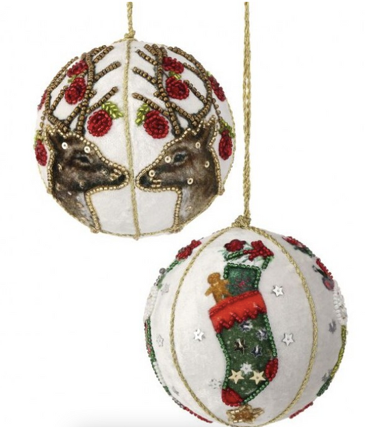 3.5" DEER/GIFT W/JEWEL BALL ORNAMENT