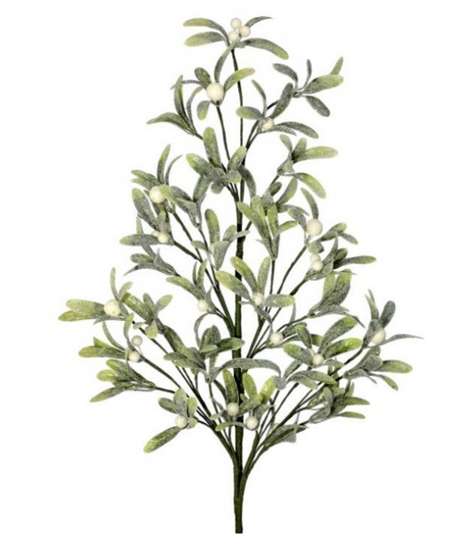 36" Frosted Mistletoe Berry Spray