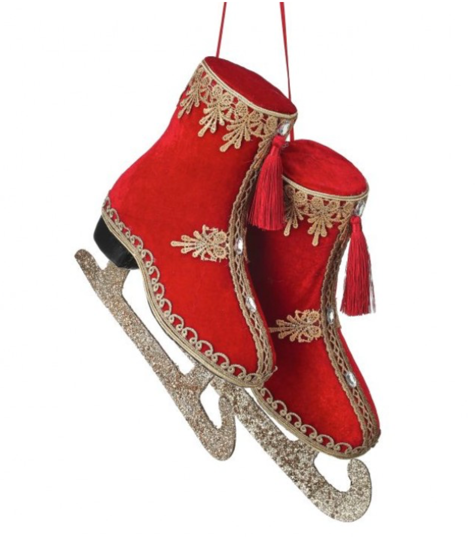 Fabric Pair of Skates Ornament