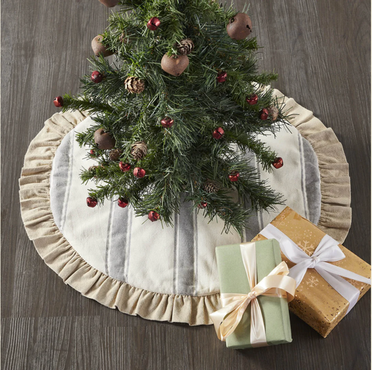 24"D Grace Grain Sack Stripe Tree Skirt