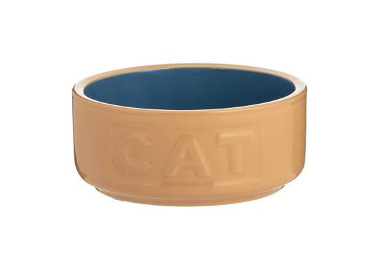 5" Cane & Blue Lettered Cat Bowl