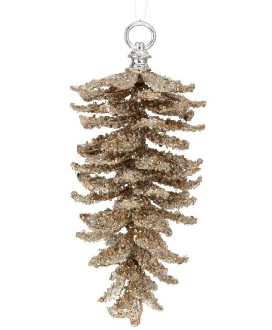 10" Glitter Iced Pinecone Ornament