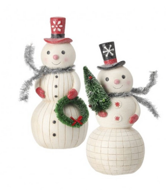 12.5" Pulp Snowmen w/ Tinsel Scarf