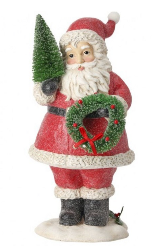 10.5" Pulp Santa w/ Sisel Tree & Wreath