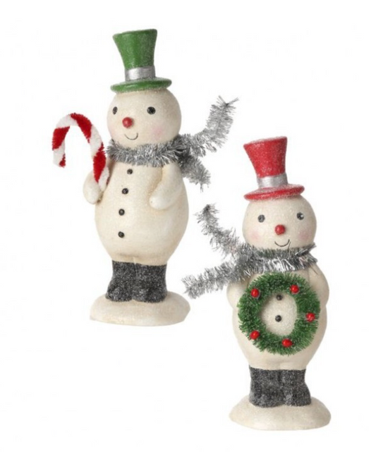 7" Pulp Village Snowmen w/ Tinsel