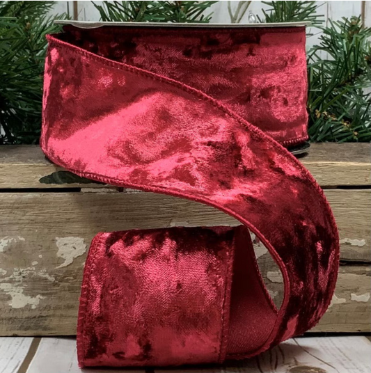 2.5" Crushed Velvet, Vintage Red