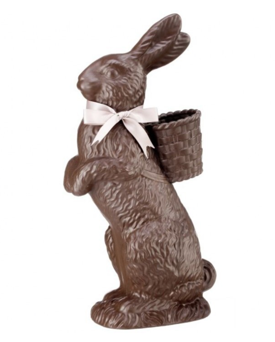 14" Resin Chocolate Standing Bunny w/Basket